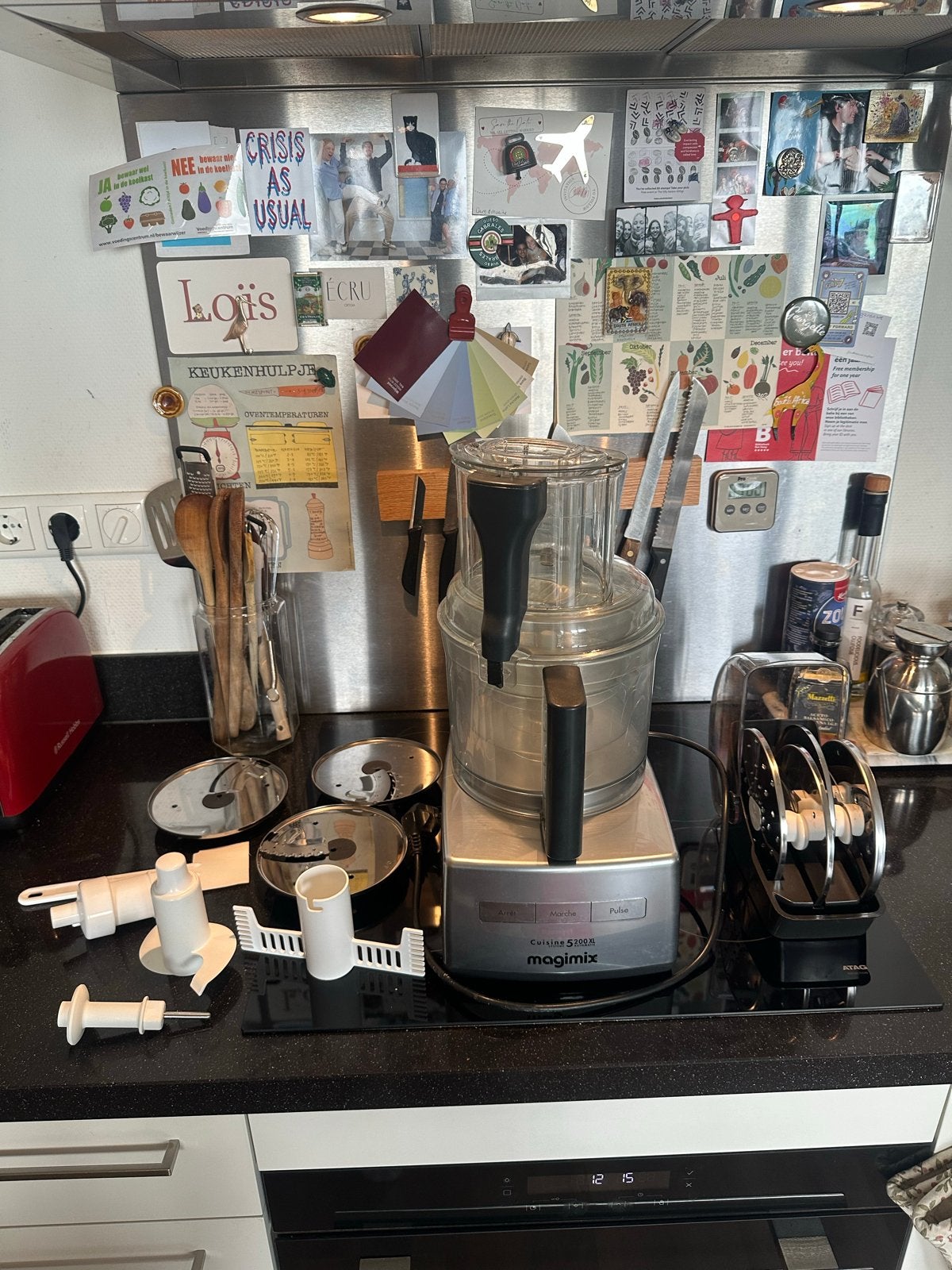 Magimix 5200 XL Foodprocessor - Franse uitvoering, Witgoed en Apparatuur, 3 tot 4 liter, Ophalen of Verzenden, Gebruikt, 2 snelheden