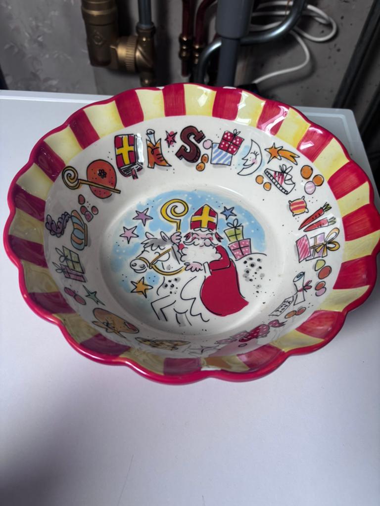 Sinterklaas schaal blond Amsterdam., Huis en Inrichting, Woonaccessoires | Schalen en Manden, Ophalen, Gebruikt, Schaal, Rond
