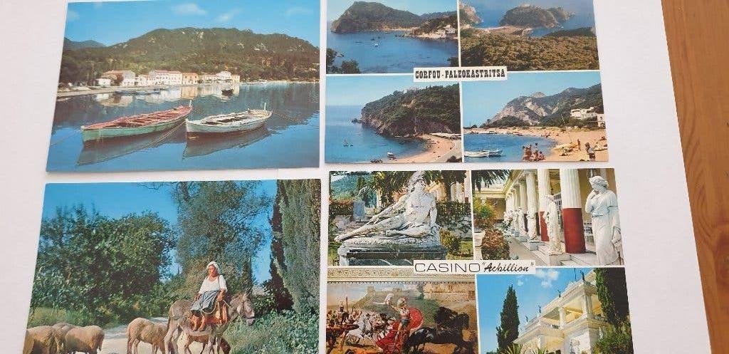 5188 griekenland corfu kepkypa 4 kaarten, Verzamelen, Verzenden, 1980 tot heden, Overig Europa