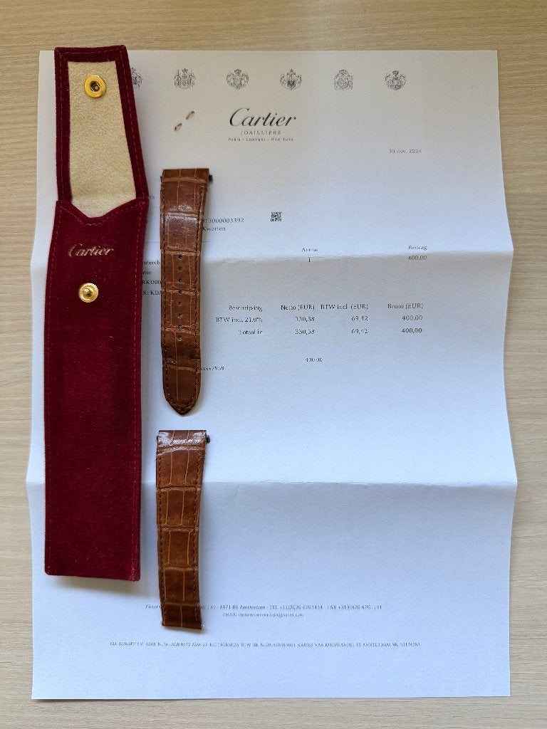 Originele Cartier Santos de Cartier Large alligator band, Ophalen of Verzenden, Zo goed als nieuw
