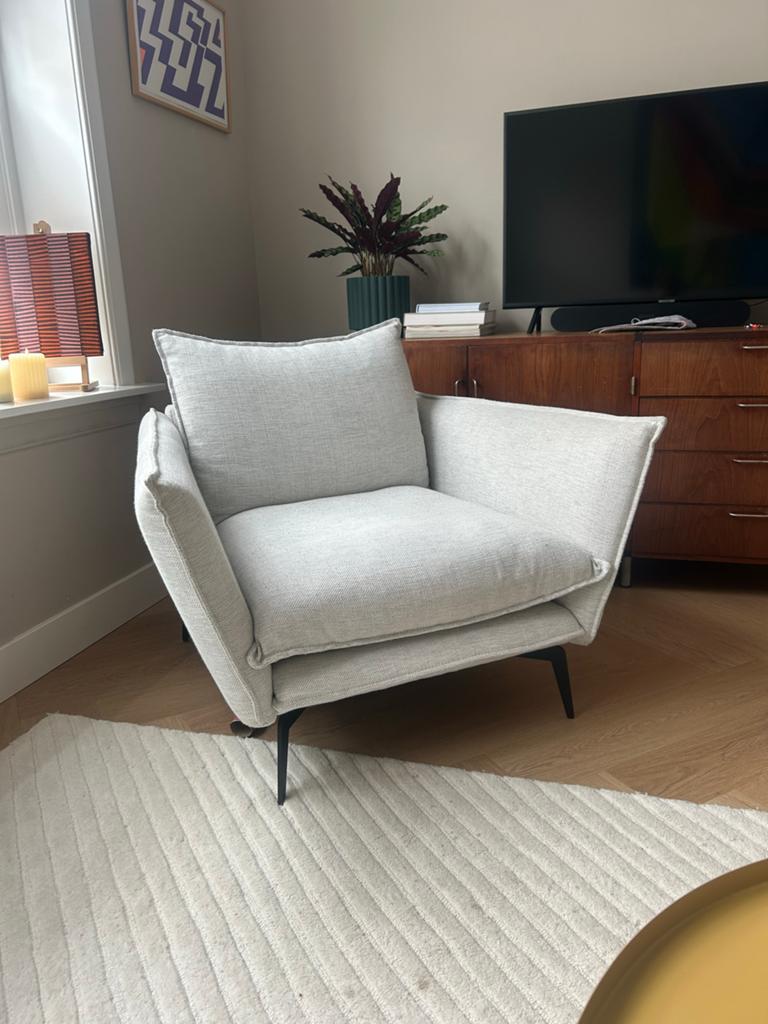 Fauteuil ‘Sally’ Loods 5 - zo goed als nieuw, Ophalen, Zo goed als nieuw, Stof, 75 tot 100 cm