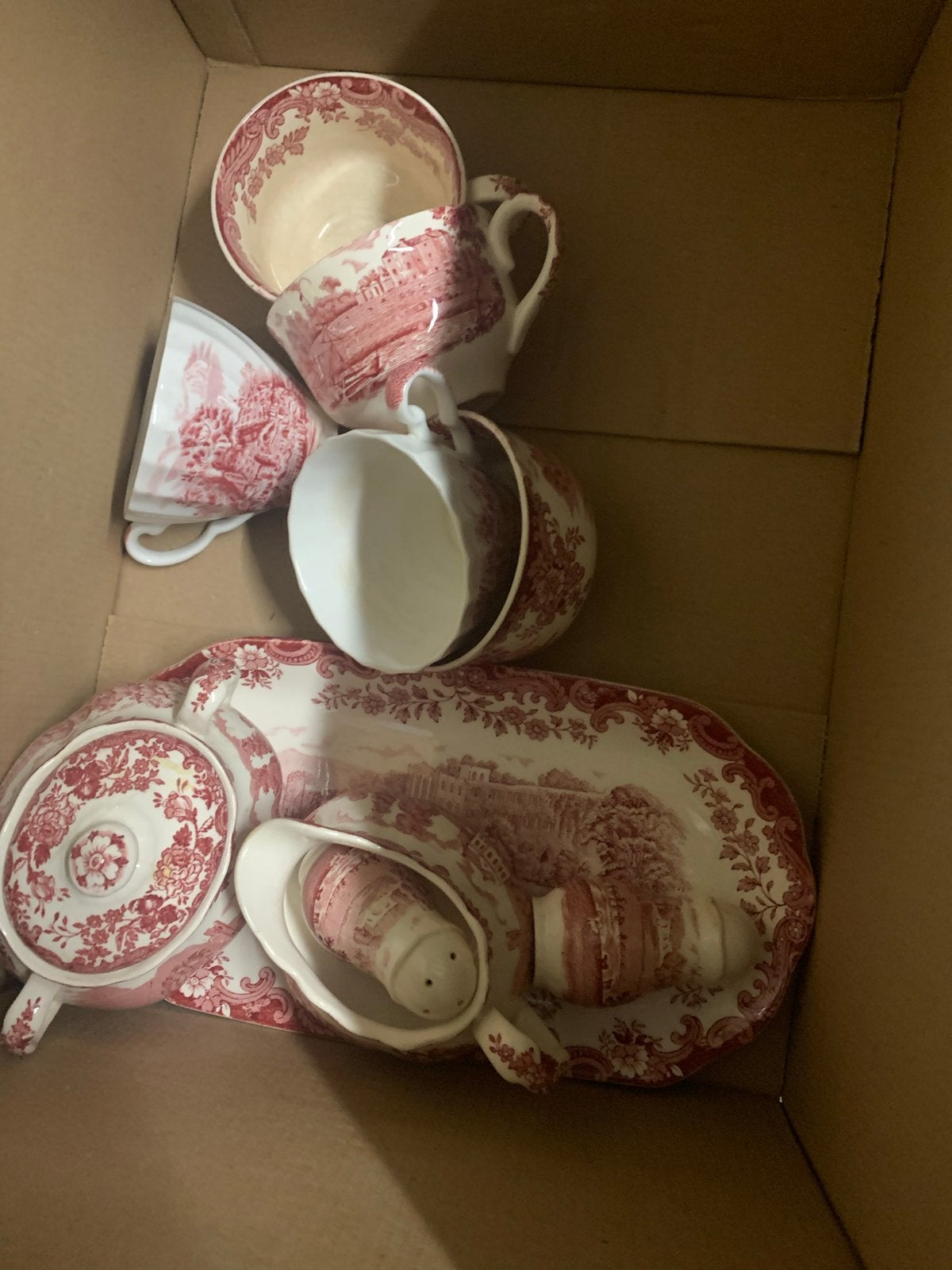 Royal Worcester Palissy Avon Scenes Servies - Rood/Wit, Ophalen of Verzenden