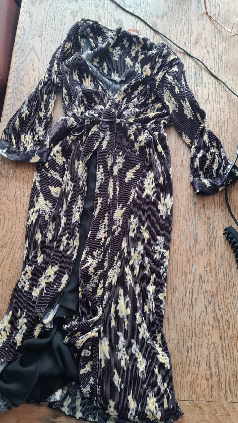 Freebird jurk met bloemenprint voor open split gevoerd, Zwart, Maat 42/44 (L), Ophalen of Verzenden, Zo goed als nieuw