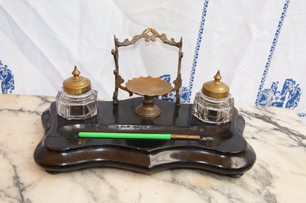 Antieke inktstel met bronzen ornamenten, Overige typen, Overige onderwerpen, Minder dan 20 cm, Ophalen of Verzenden