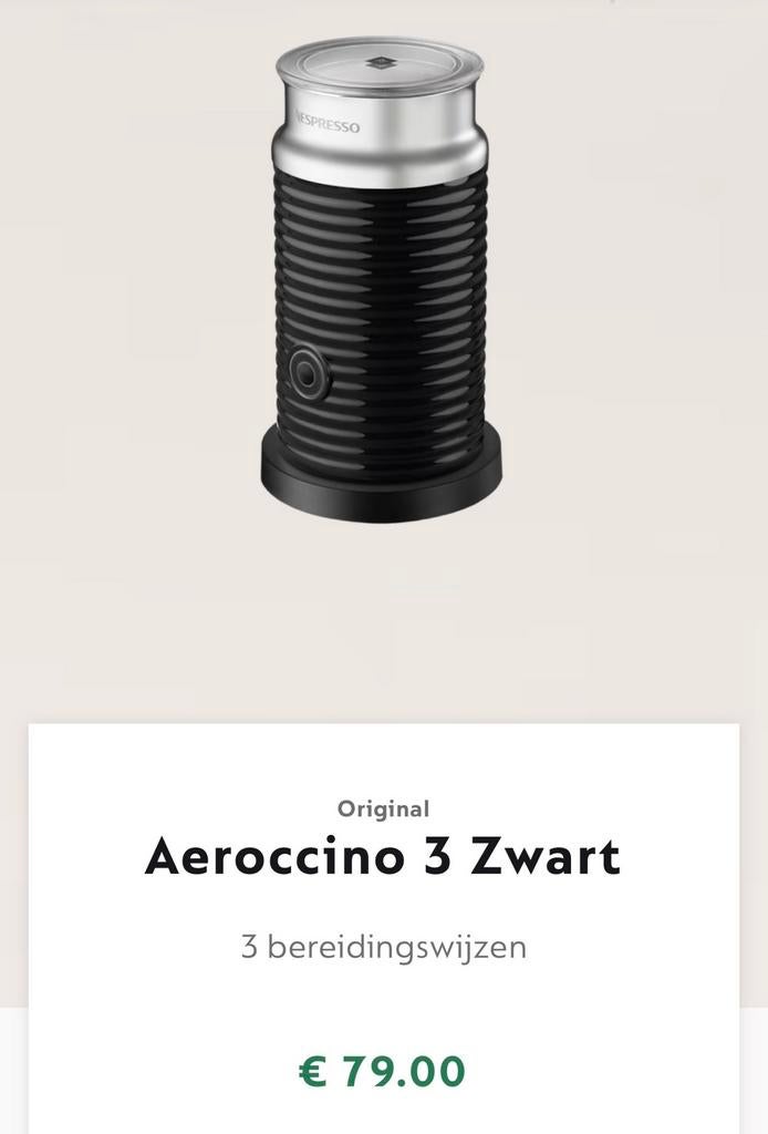 Nespresso melkopschuimer Aeroccino 3, Ophalen of Verzenden, Nieuw, Elektrische melkopschuimer