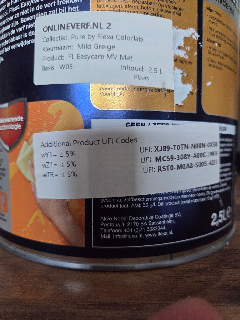 Flexa pure mild greige muurverf, Minder dan 5 liter, Ophalen, Zo goed als nieuw, Verf