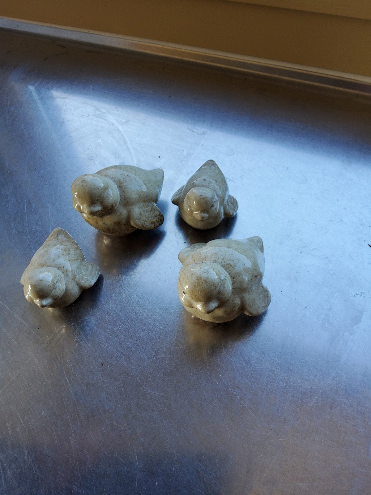 Set van 4 vintage keramische vogeltjes, Ophalen of Verzenden, Gebruikt, Dier