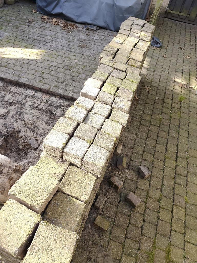Gratis Getrommelde stenen 10x10 ca. 30m2, Tuin en Terras, Ophalen, Gebruikt, Klinkers, 10 m² of meer