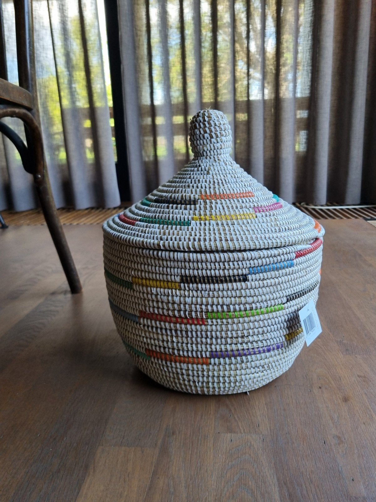 afrikaanse zeegras opbergmand wit multicolor  tajine, Ophalen of Verzenden, Rond, Overige materialen