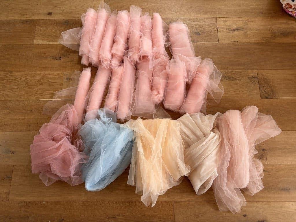 Tule tafellopers en losse lappen bruiloft - pastel, Ophalen, 120 cm of meer, Wit, Nieuw