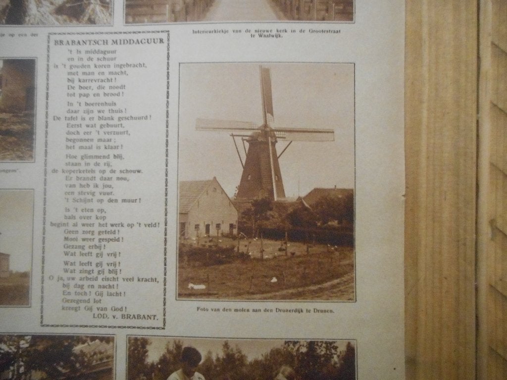 Drunen. Molen Drunerdijk. 1928., Verzamelen, Ophalen of Verzenden, 1920 tot 1940, Nederland, Knipsel(s)