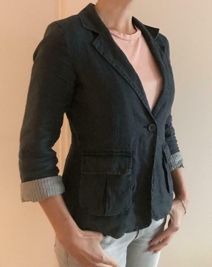 Linnen blazer van DEPT., Maat 38/40 (M), Blauw, Ophalen of Verzenden, Zo goed als nieuw