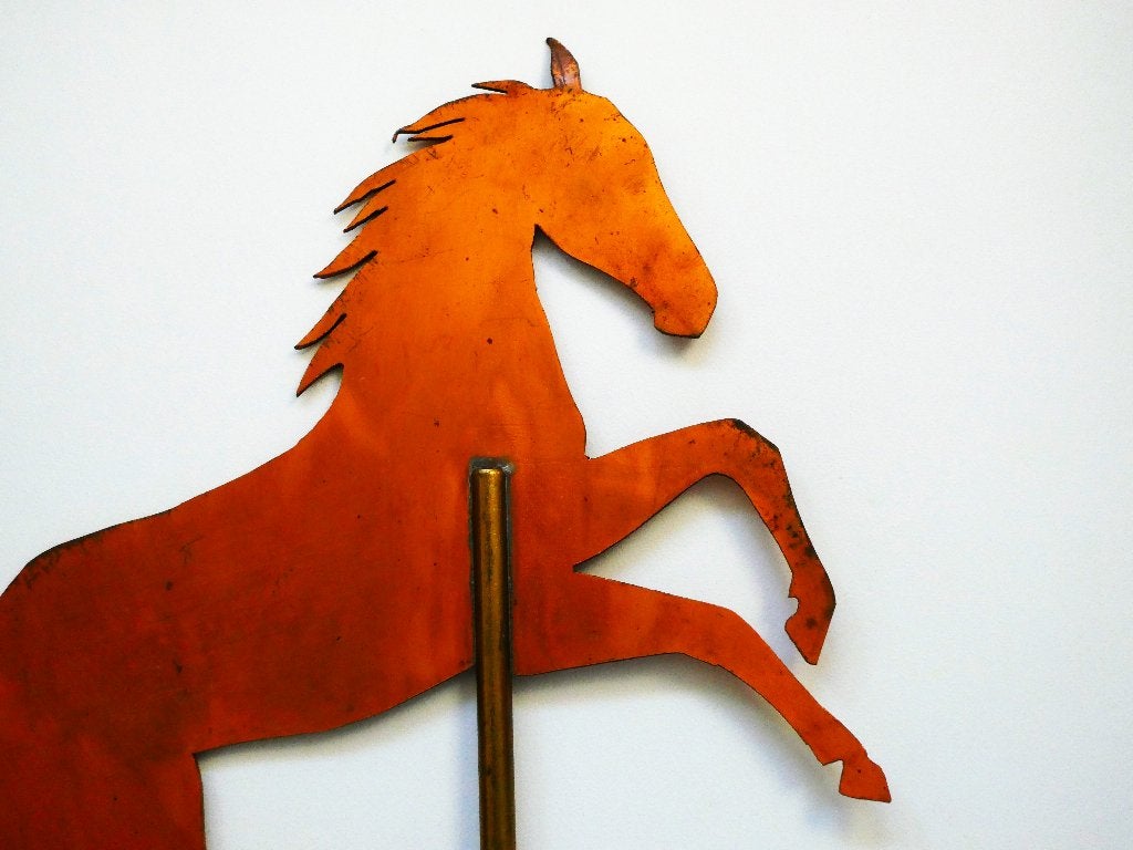Windwijzer van een steigerend paard van koper en messing, Ophalen of Verzenden