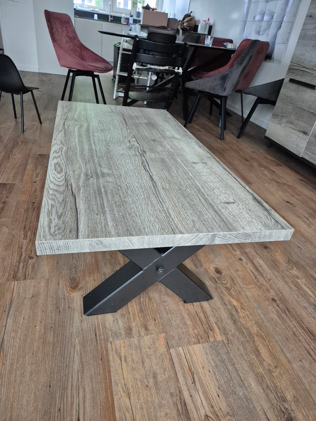 Stevige salontafel met donkergrijs onderstel - 135x67x41cm, Ophalen
