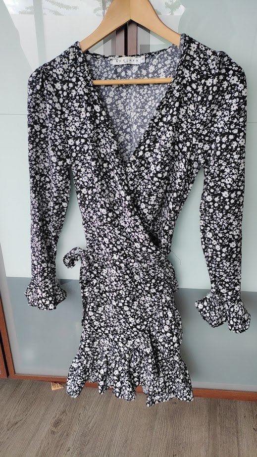 wikkel jurkje kort S, Kleding | Dames, Zwart, Ophalen of Verzenden, Zo goed als nieuw, Maat 36 (S)