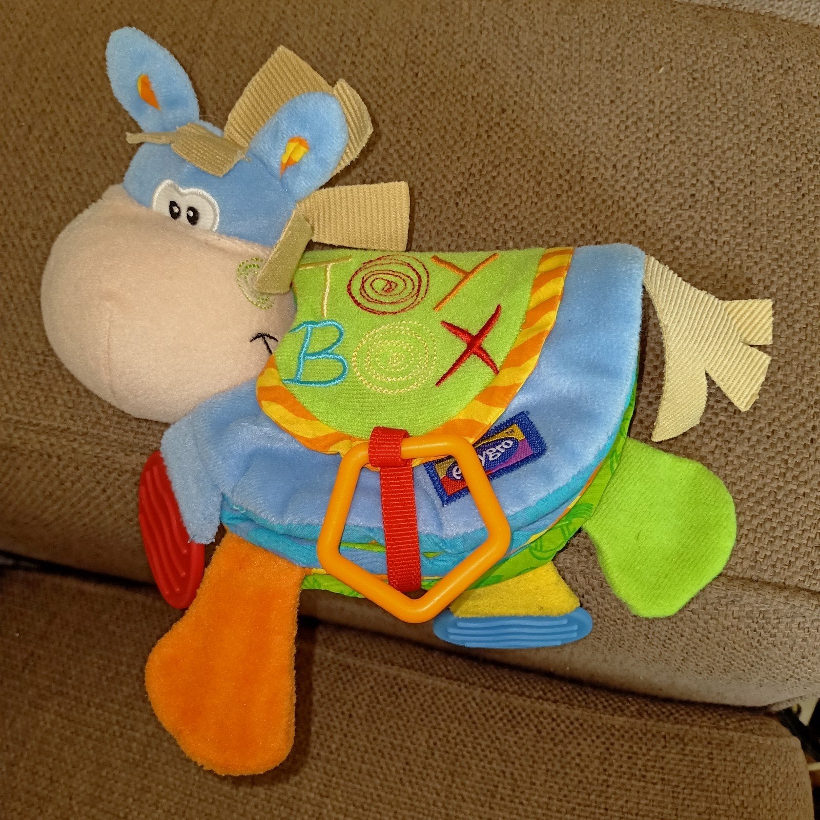 Playgro, toy box, knisper piep bijtring stoffen boekje, ezel, Overige merken, Met geluid, Overige typen, Ophalen of Verzenden