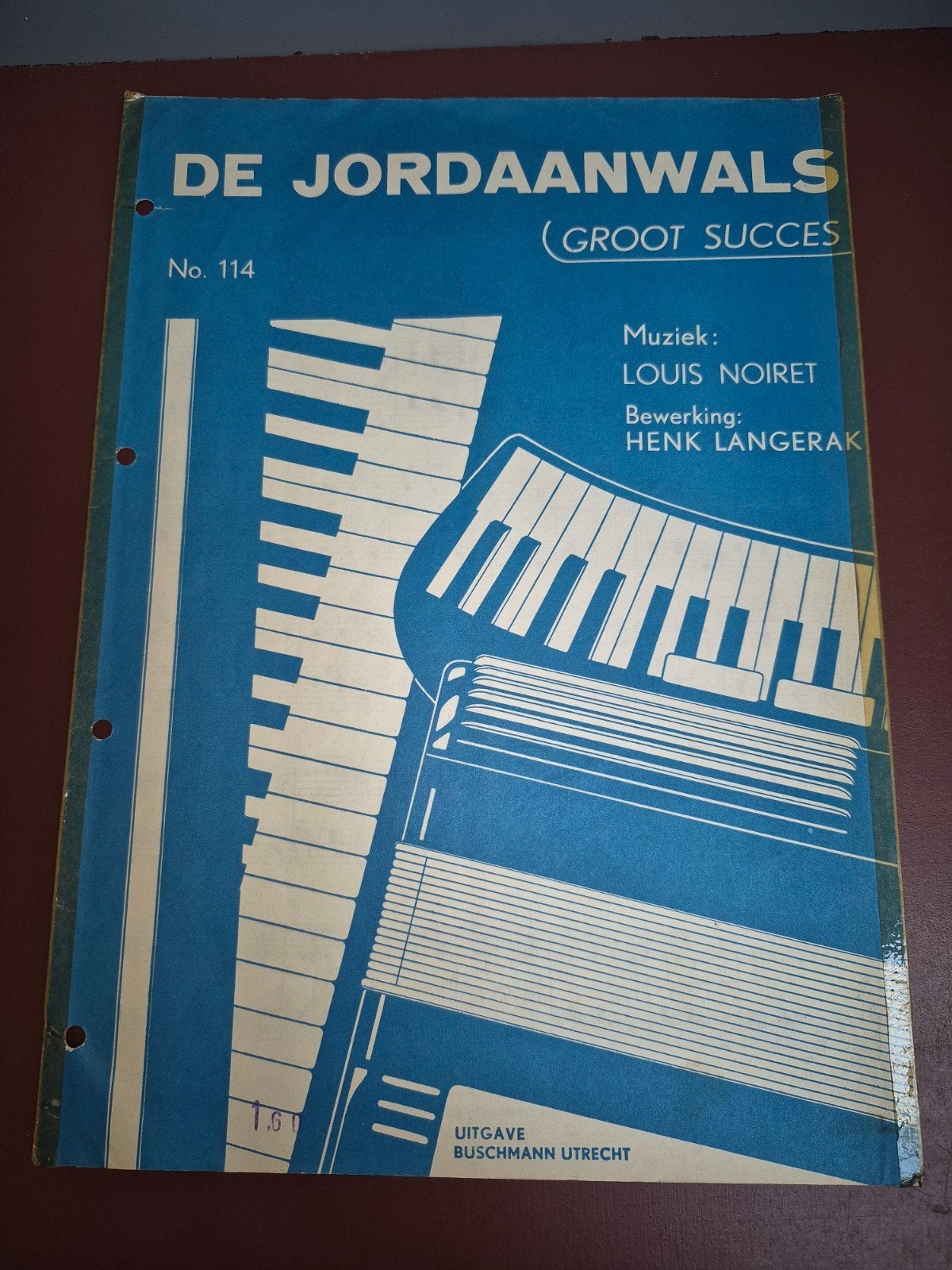 De Jordaanwals - bladmuziek voor accordeon/piano, Ophalen of Verzenden