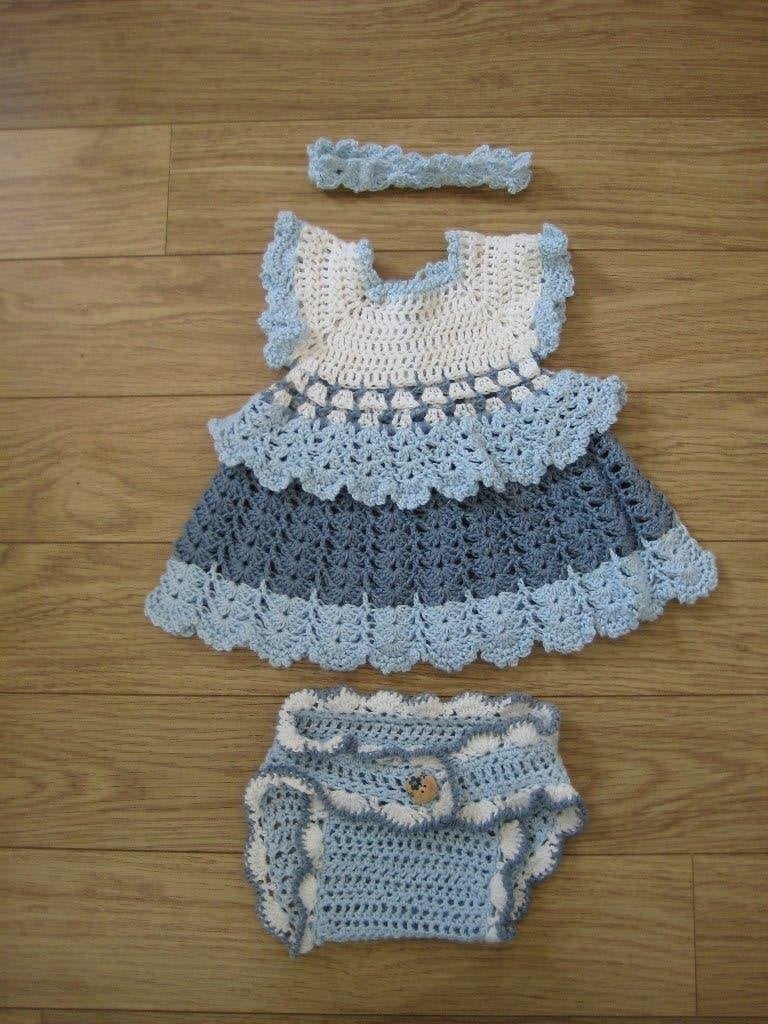 Handgemaakt jurkje+luierbroekje+haarband blauw maat 50/56, Kinderen en Baby's, Meisje, Jurkje of Rokje, Ophalen of Verzenden, Zo goed als nieuw