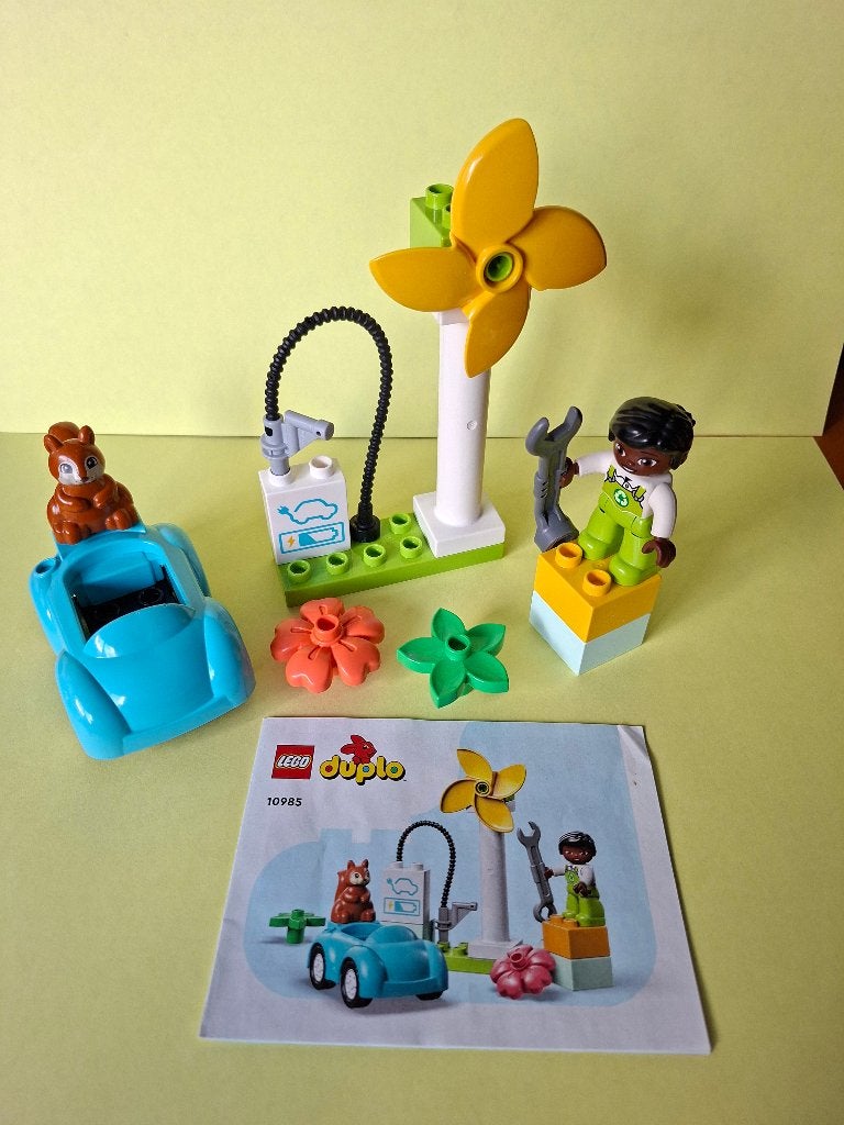 Lego Duplo Windturbine en Elektrische Auto 10985, Overige thema's, Inclusief instructies, Ophalen of Verzenden, Zo goed als nieuw
