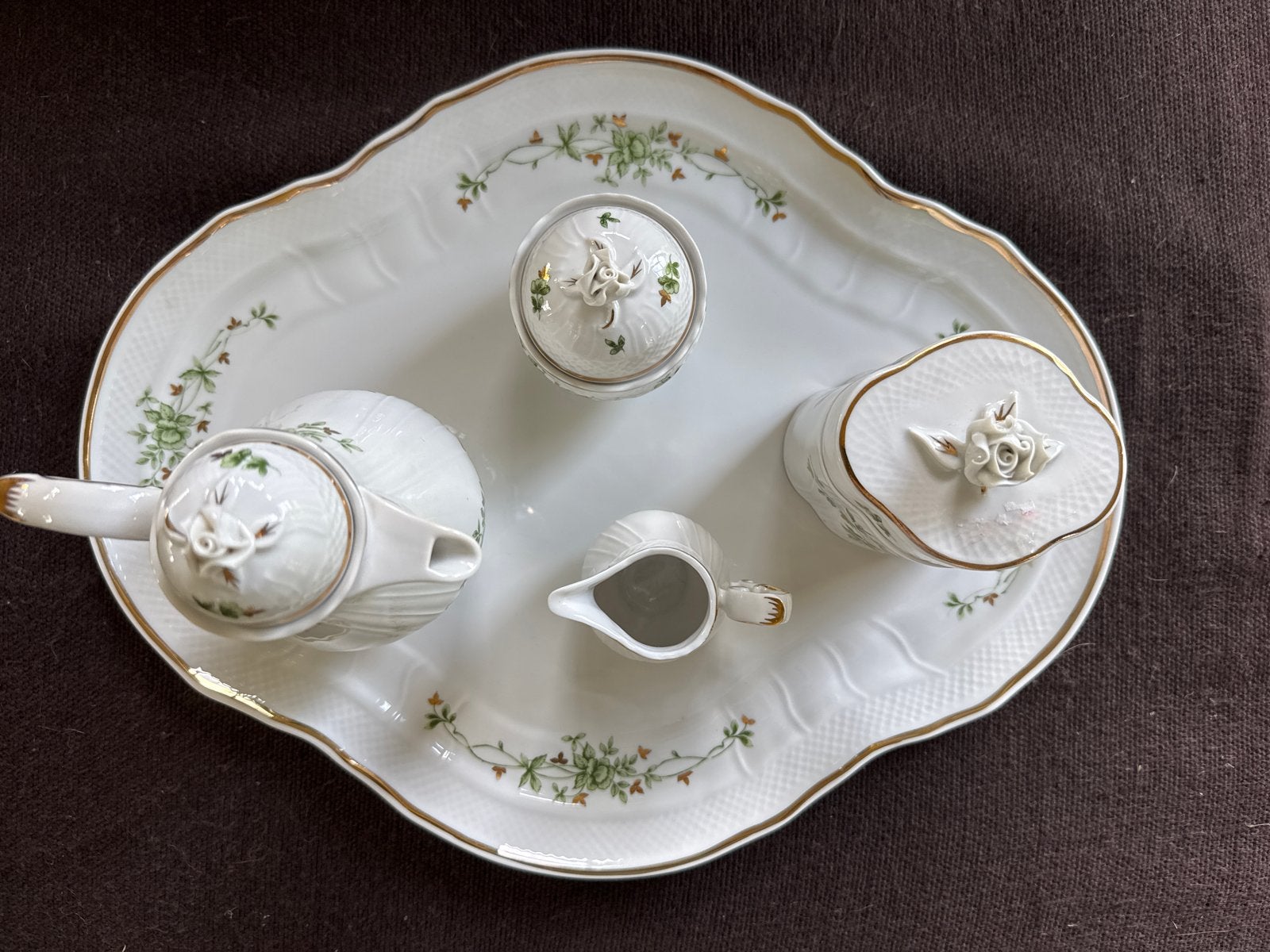 Hollóháza Porseleinen Koffie-/Theeservies met Dienblad, Ophalen