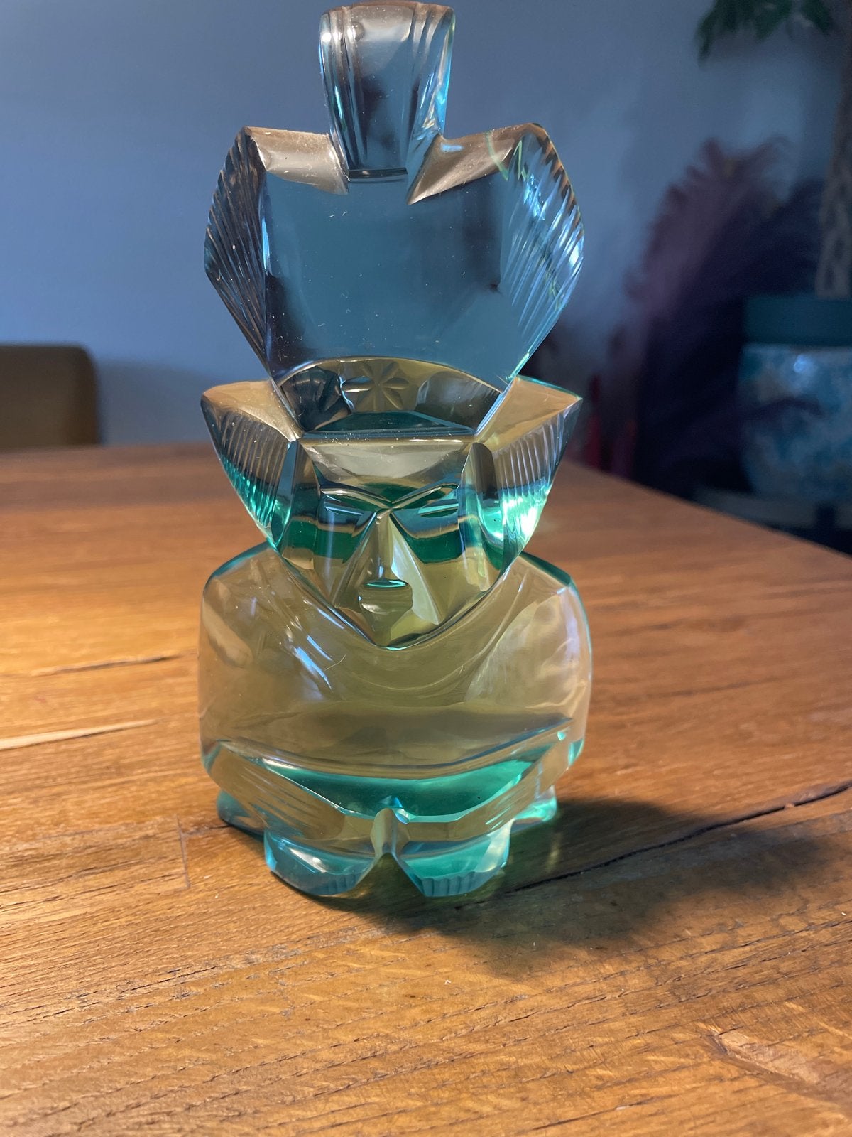 Maya Aquaglas Beeldje - Gepolijst Kristal Tiki Sculptuur, Antiek en Kunst, Kunst | Beelden en Houtsnijwerken, Blauw, Minder dan 20 cm