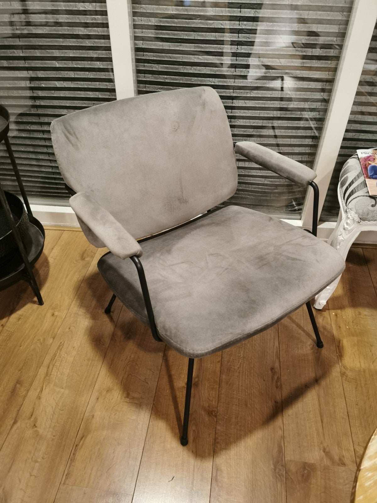 Bossa Nova Fauteuil van Het Anker - Velours & Staal, Ophalen, Gebruikt, Modern, Industrieel, 75 tot 100 cm