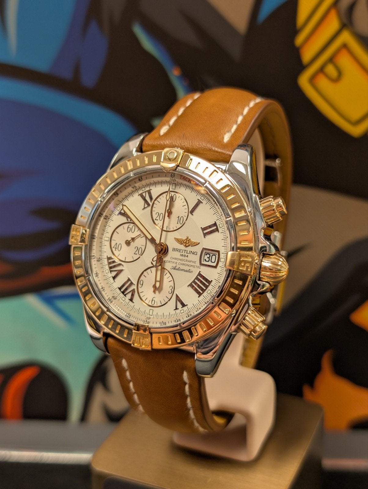 Breitling Chronomat evolution, zeer chique, Ophalen of Verzenden, Zo goed als nieuw, Goud, Overige merken