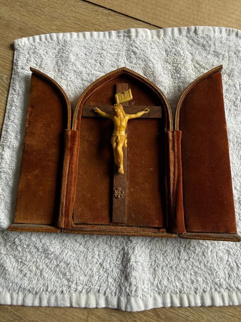 Vintage Draagbaar Katholiek Reisaltaar, Ophalen of Verzenden