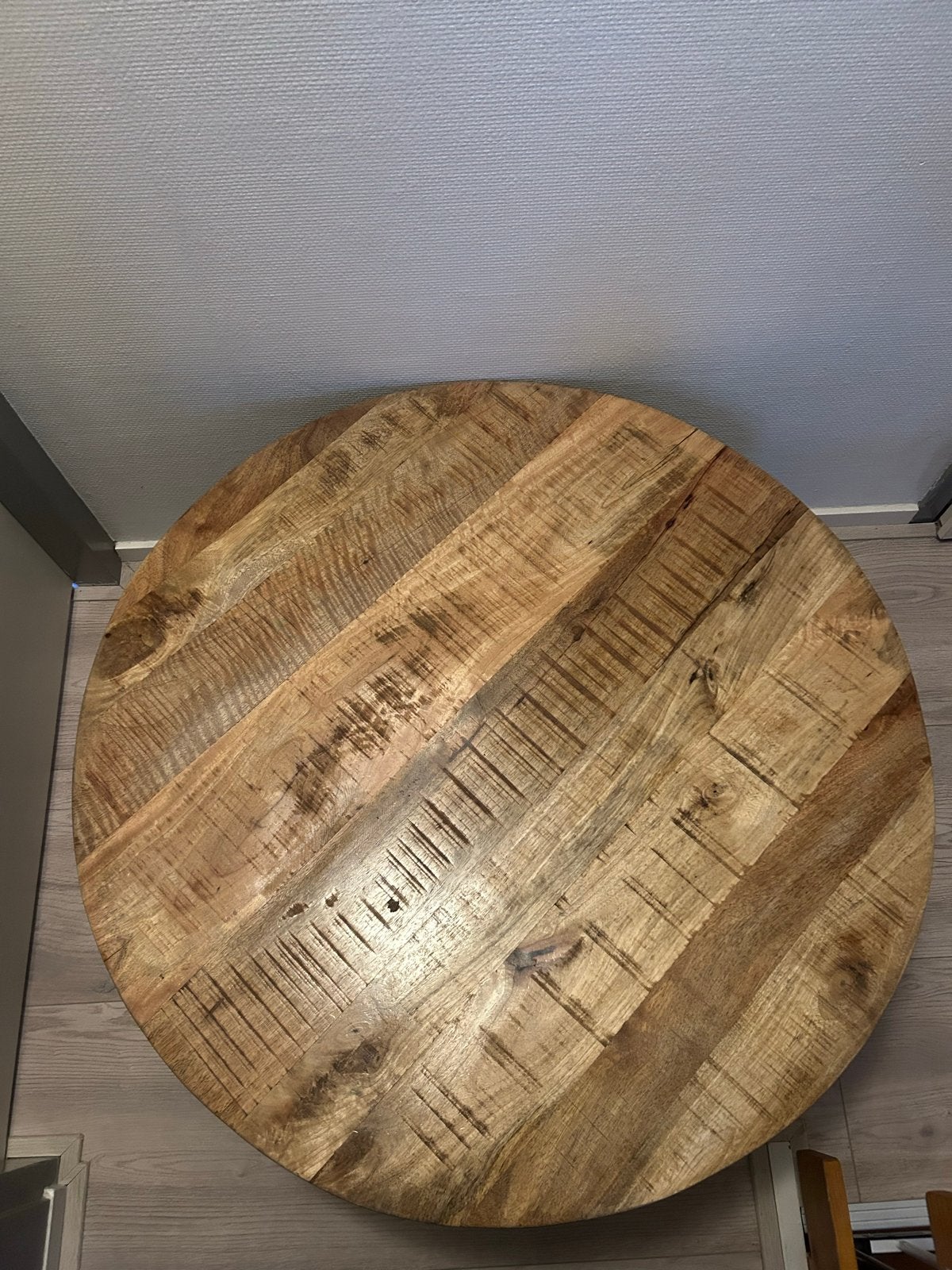 Salontafel rond mangohout en metaal, Ophalen, 50 – 75, Rond, 50 tot 100 cm