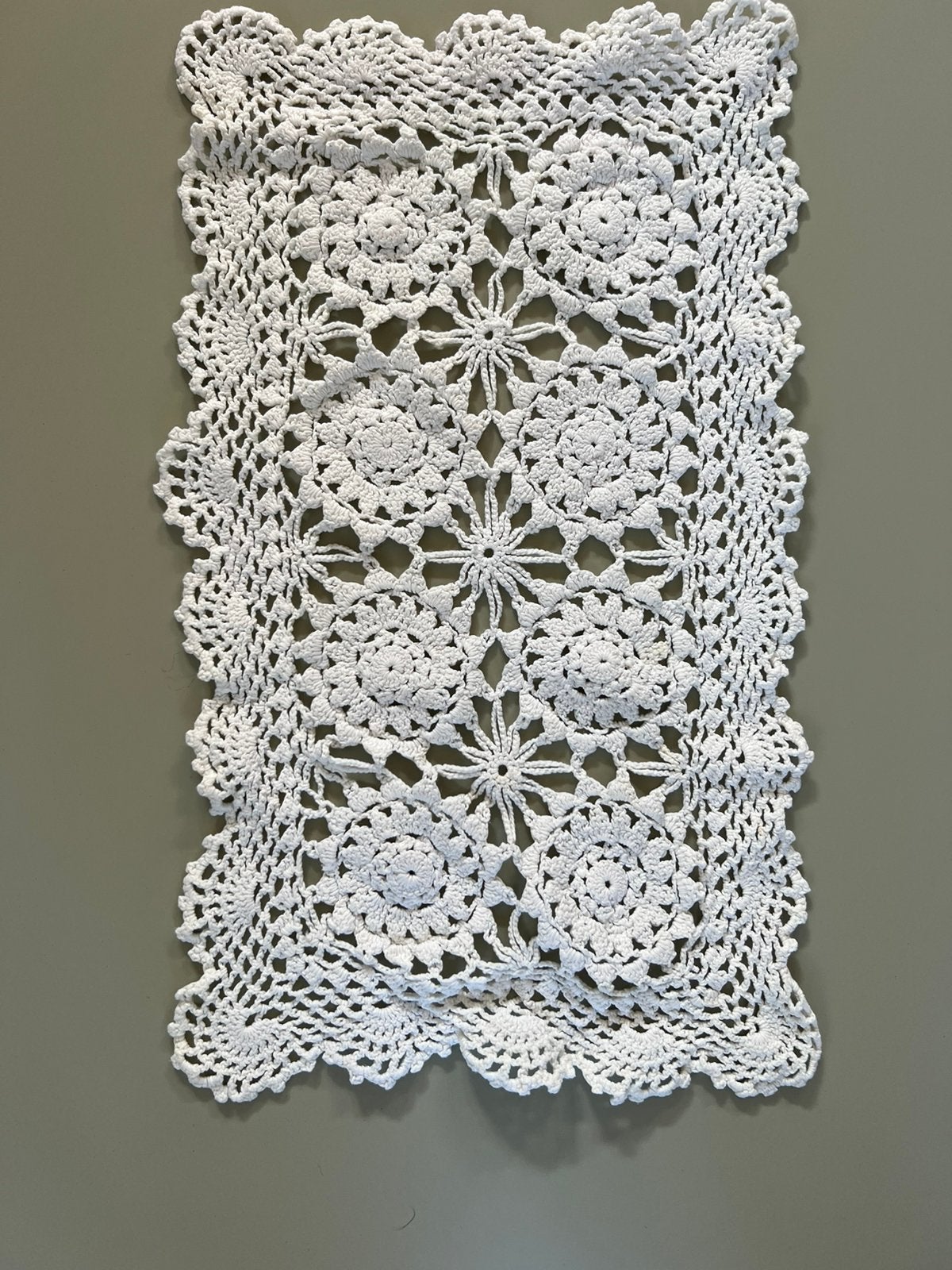 Rechthoekig gehaakt kleedje van katoen kleur wit 43 X 23cm, Ophalen of Verzenden