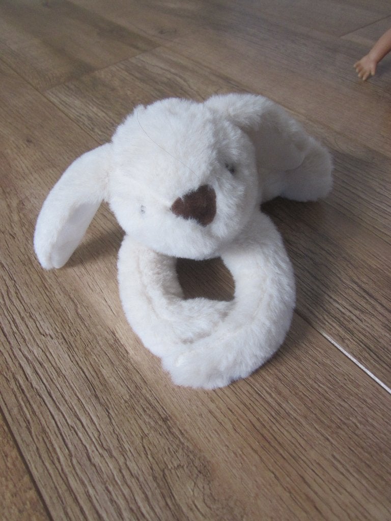 Superzacht wit pluche konijn knuffel klittenband in handjes, Kinderen en Baby's, Overige merken, Overige karakters, Ophalen of Verzenden