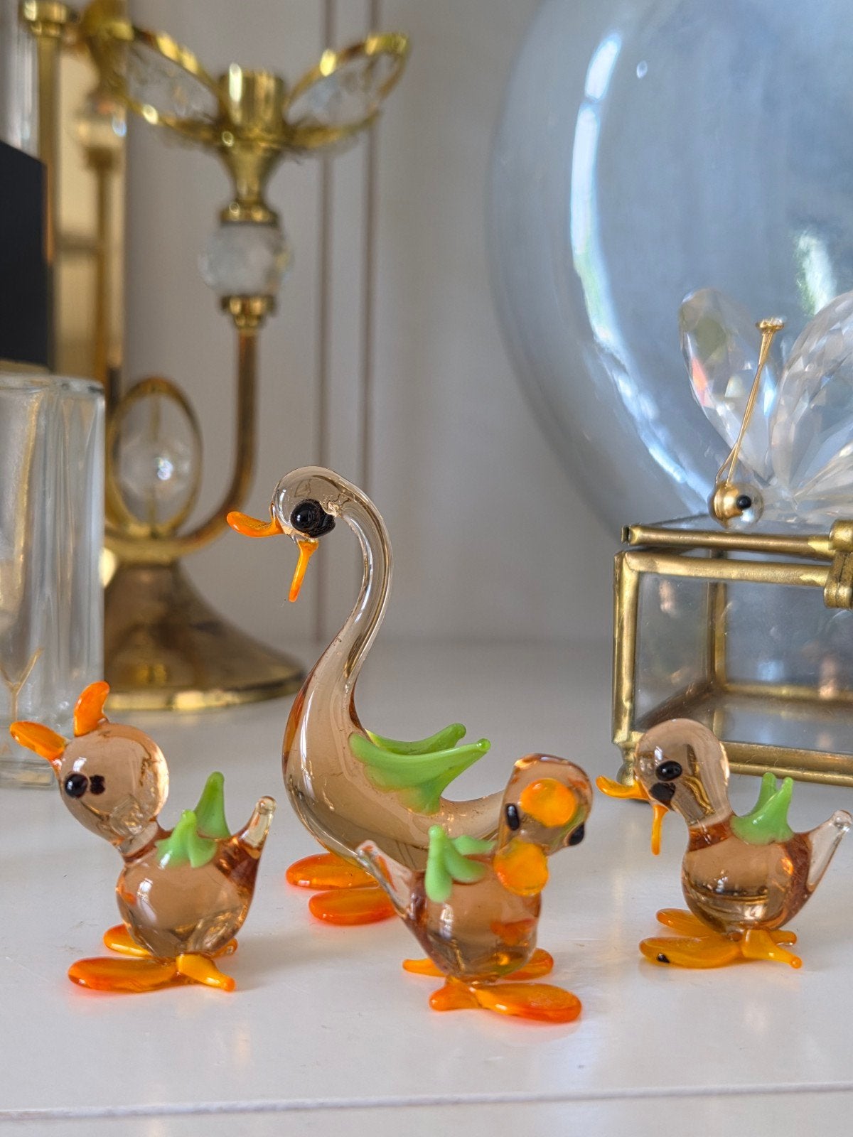 Set  4 vintage Murano glazen eendjes - moeder en 3 kuikens, Ophalen of Verzenden
