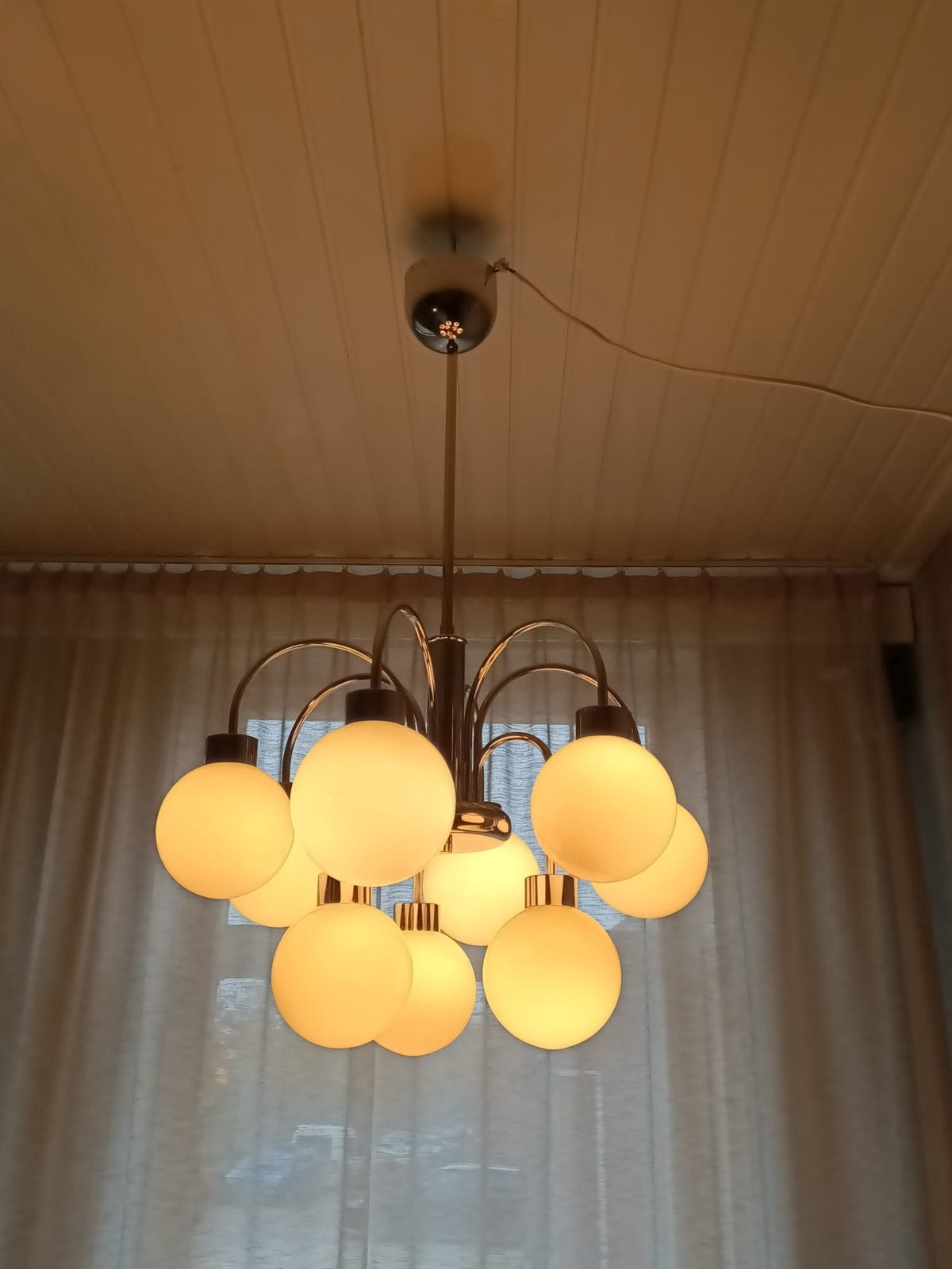 Gaetano Sciolari Space-Age Hanglamp / Kroonluchter, Ophalen, Mid-century italian design sciolari vintage, E14 (klein), Zo goed als nieuw