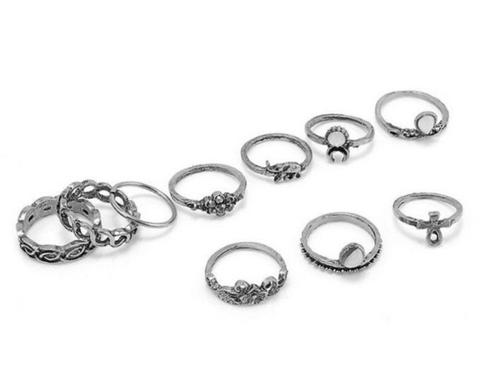 ri. set van10 stuks ringen samen (D) (13-15mm), Overige materialen, Verzenden, Nieuw, 17 tot 18