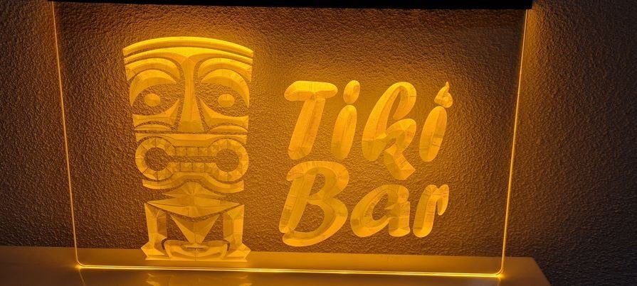Tiki Bar Cafe Bier e/a Coffee 3D Led verlichting lamp 2 voor, Am, 30 cm, Meerkleurig, Nieuw