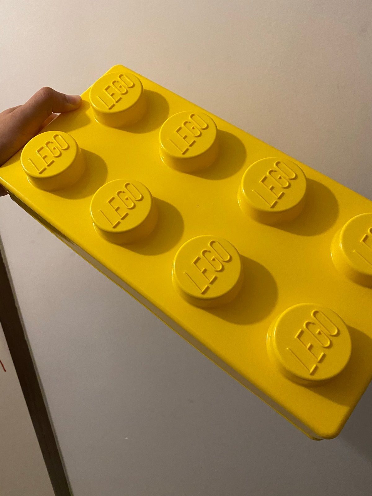 Gele LEGO opbergdoos - Grote steen met 8 noppen, Ophalen of Verzenden, Gebruikt, Overige typen, Lego