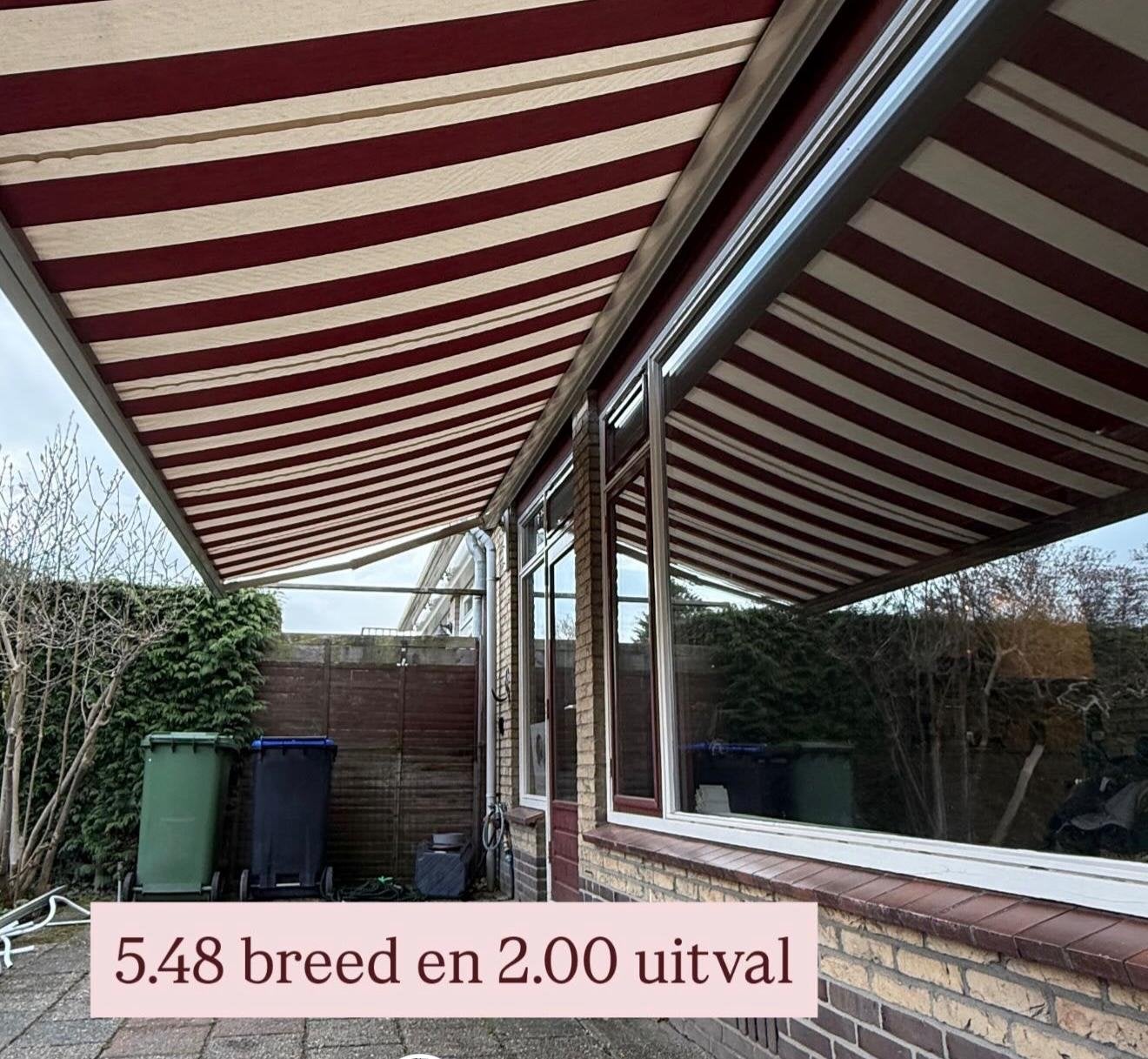 Elektrisch zonnescherm 5.48m breed, 2.00m uitval, Ophalen, Gebruikt, 450 cm of meer, Elektrisch