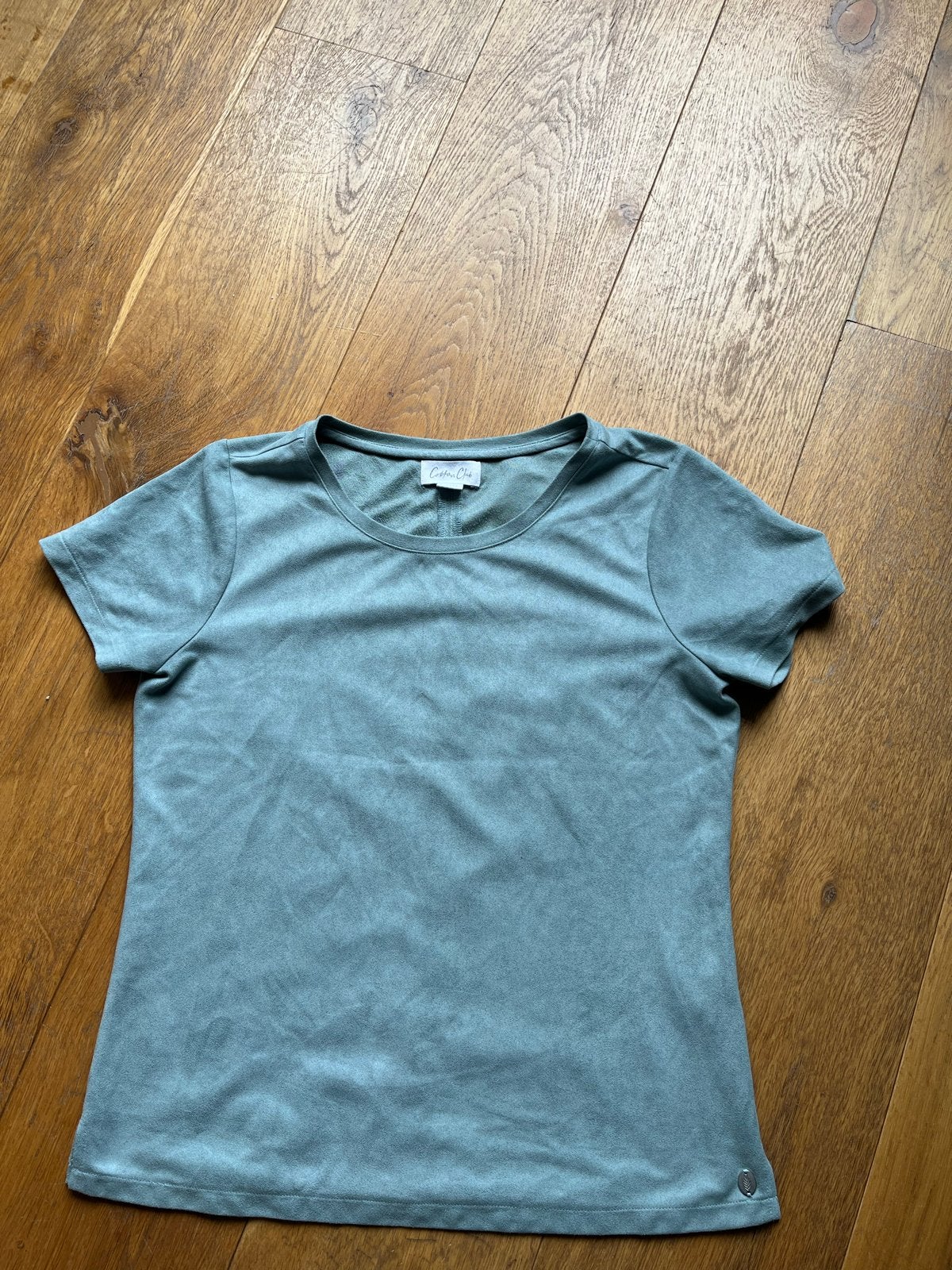 Dames grijs suède-effect T-shirt - Cotton Club - Maat S, Kleding | Dames, T-shirts, Ophalen of Verzenden, Korte mouw, Maat 36 (S)