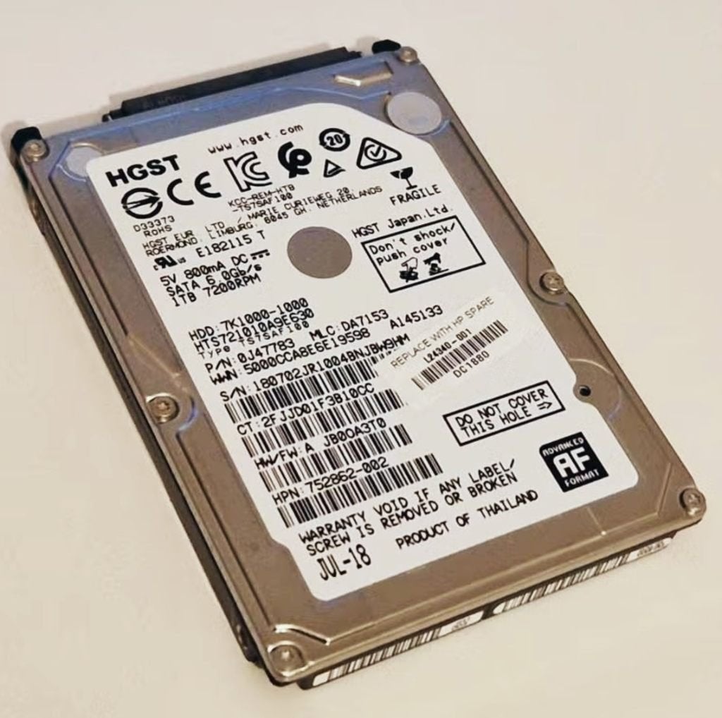 HGST 1TB HDD SATA - 100% goed, Intern, Ophalen of Verzenden, Zo goed als nieuw, 1TB