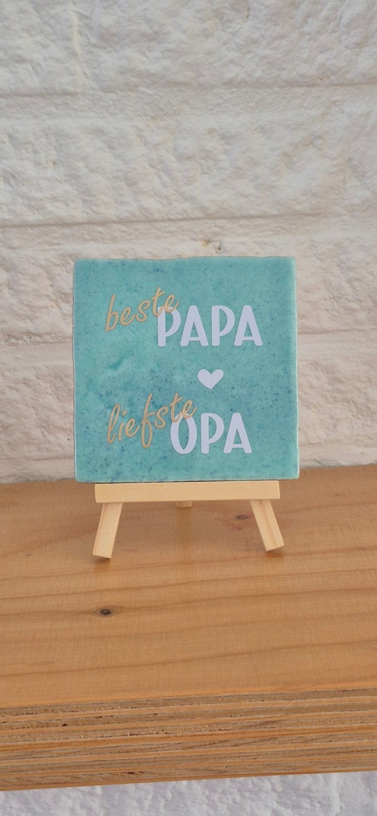 Tegeltje 'Beste Papa Liefste Opa' met houten standaardje, Ophalen of Verzenden