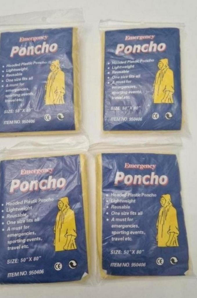 Set van 4 nieuwe wegwerp poncho's - Ideaal voor nood, Ophalen, Nieuw