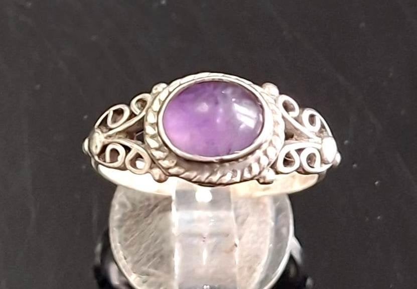 Prachtige Hangemaakte Sterling Zilver Ring Amethist, Sieraden, Tassen en Uiterlijk, Antieke sieraden, Ophalen of Verzenden, Zilver