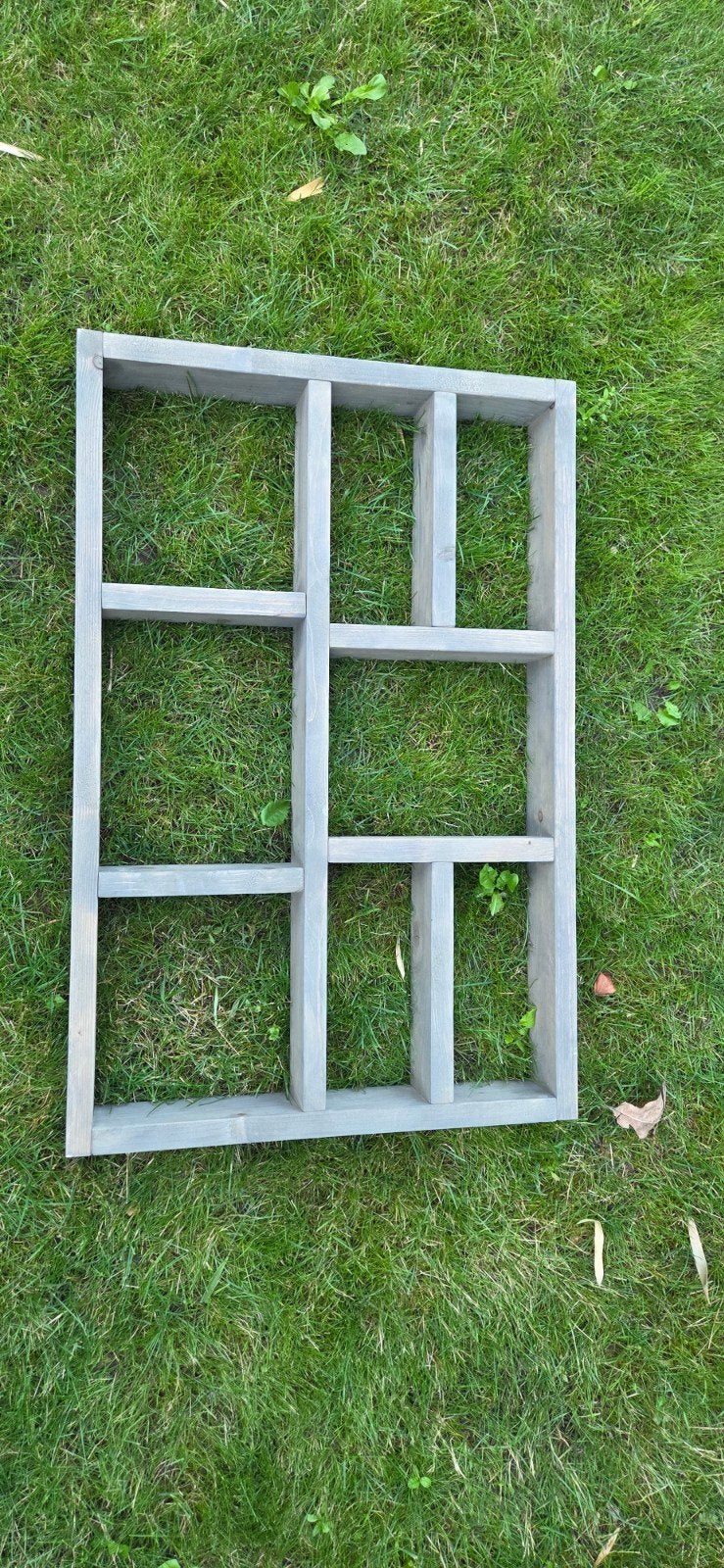 Vakkenkast 90x60x9 cm - Grijs houten wandrek, Ophalen, Met plank(en), Gebruikt, Modern, industrieel
