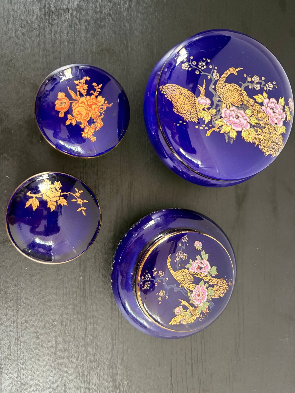Set van 4 kobaltblauwe sieradendoosjes, Ophalen of Verzenden