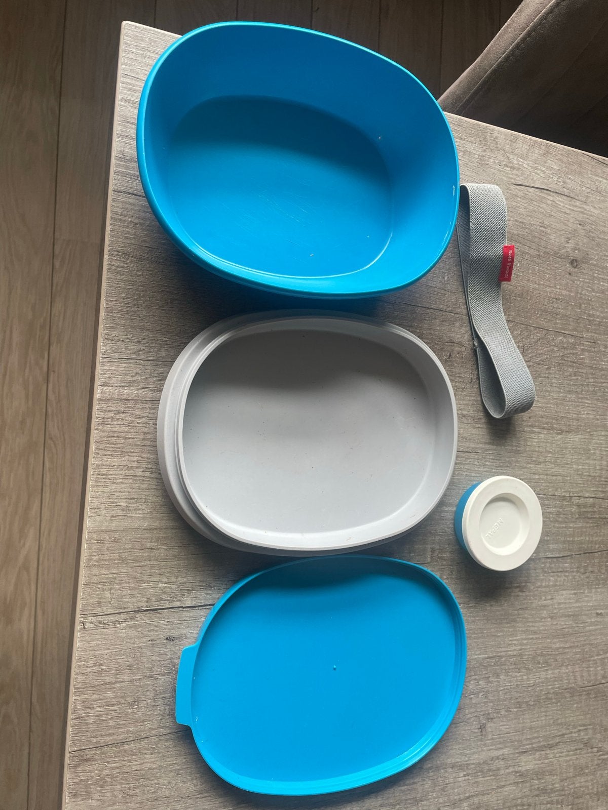 Rosti Mepal lunchbox met band - Blauw, Kunststof, Ophalen of Verzenden, Broodtrommel, Overige merken