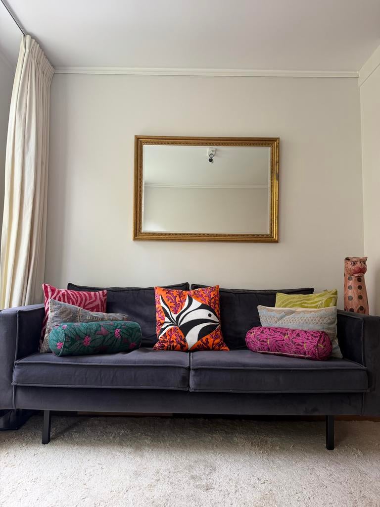 Antracietgrijze fluwelen bank - Be Pure Home (190x85cm), Huis en Inrichting, Ophalen, Gebruikt, 150 tot 200 cm, Driepersoons