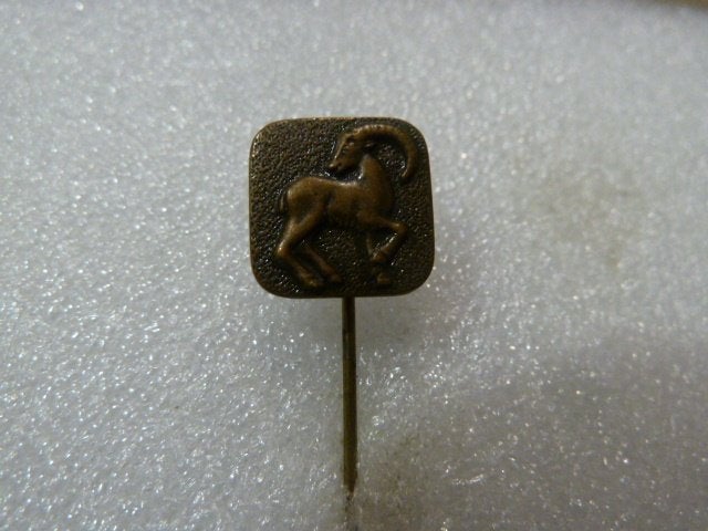 Vintage Pin met Steenbok - Gebruikt, Ophalen of Verzenden, Gebruikt, Dier of Natuur, Speldje of Pin