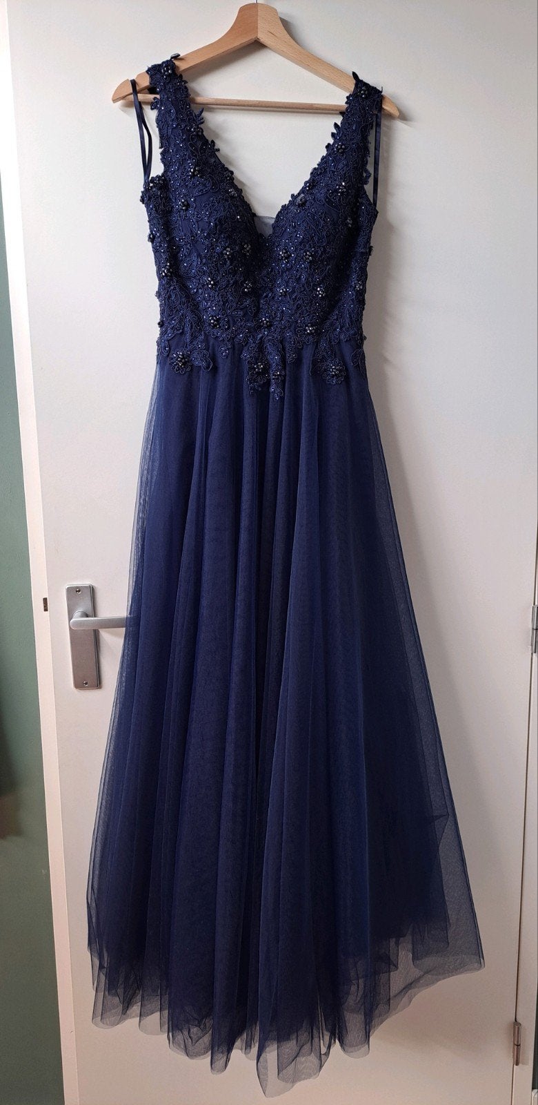 Prachtige Galajurk / Prom jurk / Feestjurk - Maat S, Blauw, Ophalen of Verzenden, Zo goed als nieuw, Maat 36 (S)
