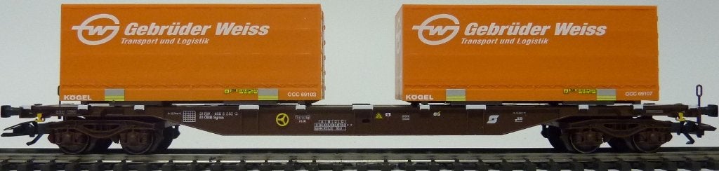Märklin 47073 Containerdraagwagen ÖBB Gebr. Weiss, Hobby en Vrije tijd, Modeltreinen | H0, Wisselstroom, Ophalen of Verzenden