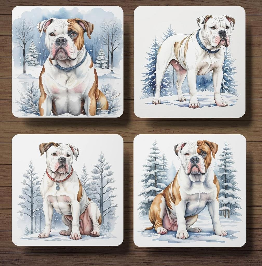 Amerikaanse Bulldog Winter onderzetters met houder, Ophalen of Verzenden, Nieuw